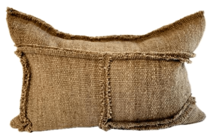 Makun Patchwork Fringe Pillow - Mocca