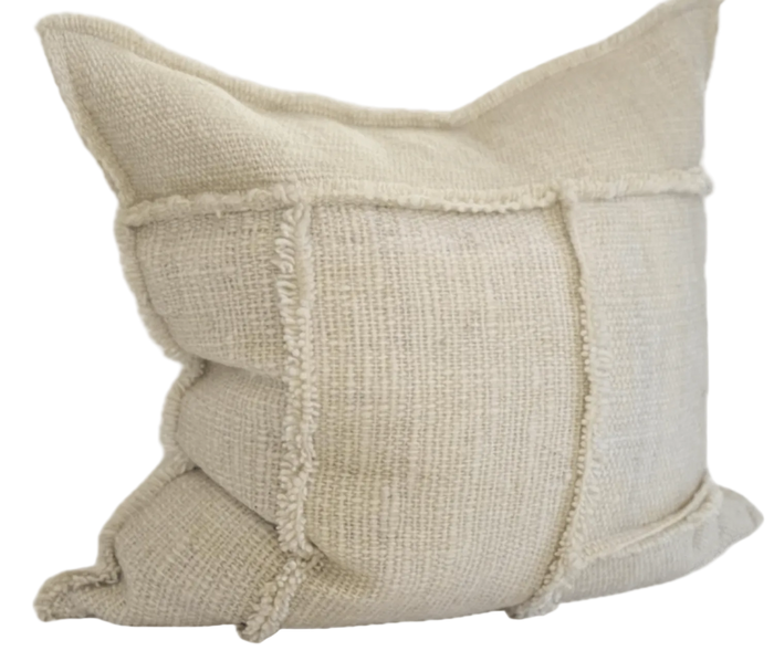 Makun Patchwork Fringe Pillow - White