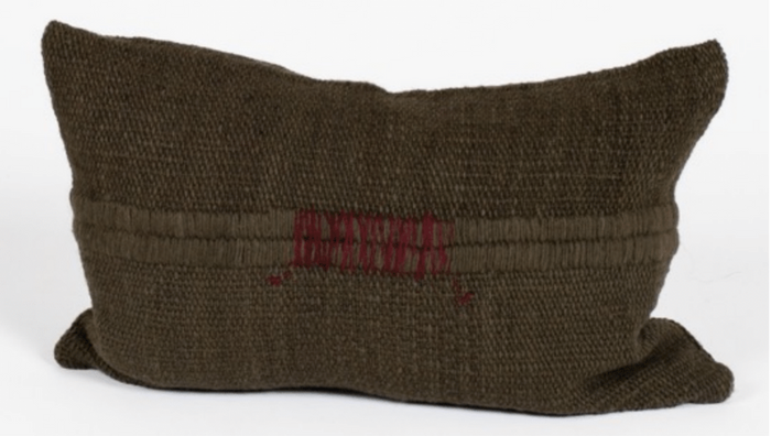 Makun Patchwork Pillow - Pello Green/Brick Stitch