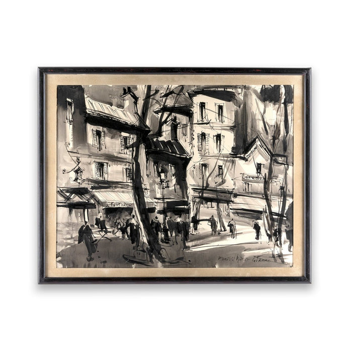 "Place du Tertre" Watercolor by Marius Girard 1961