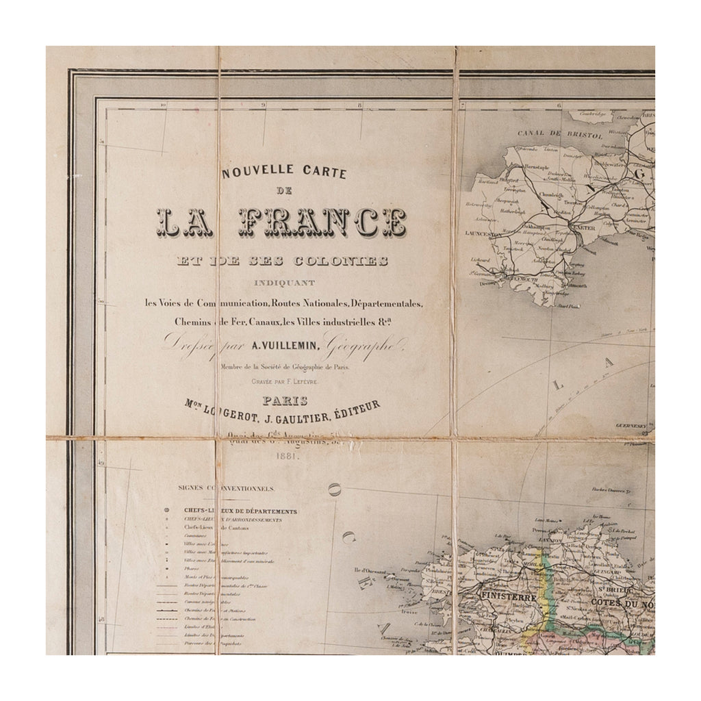 Original 1881 Map of France and its colonies