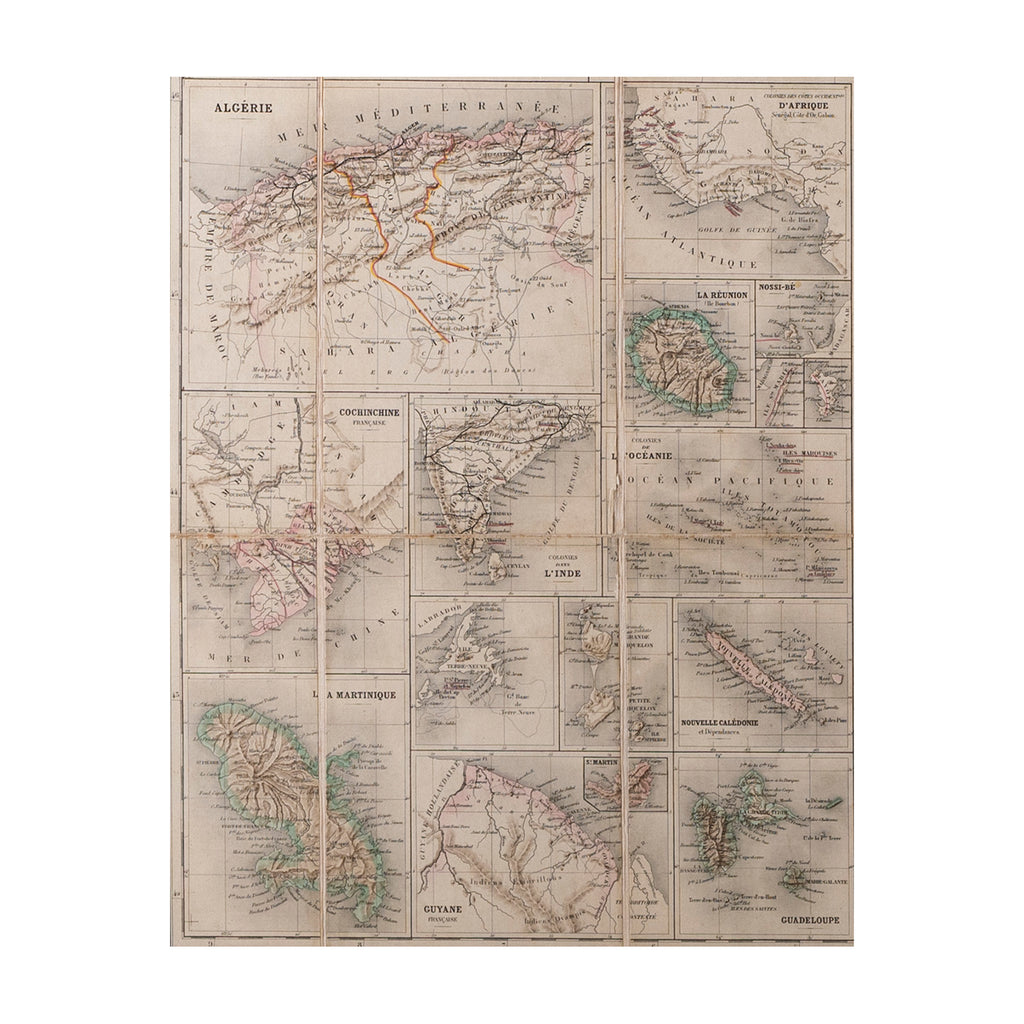 Original 1881 Map of France and its colonies