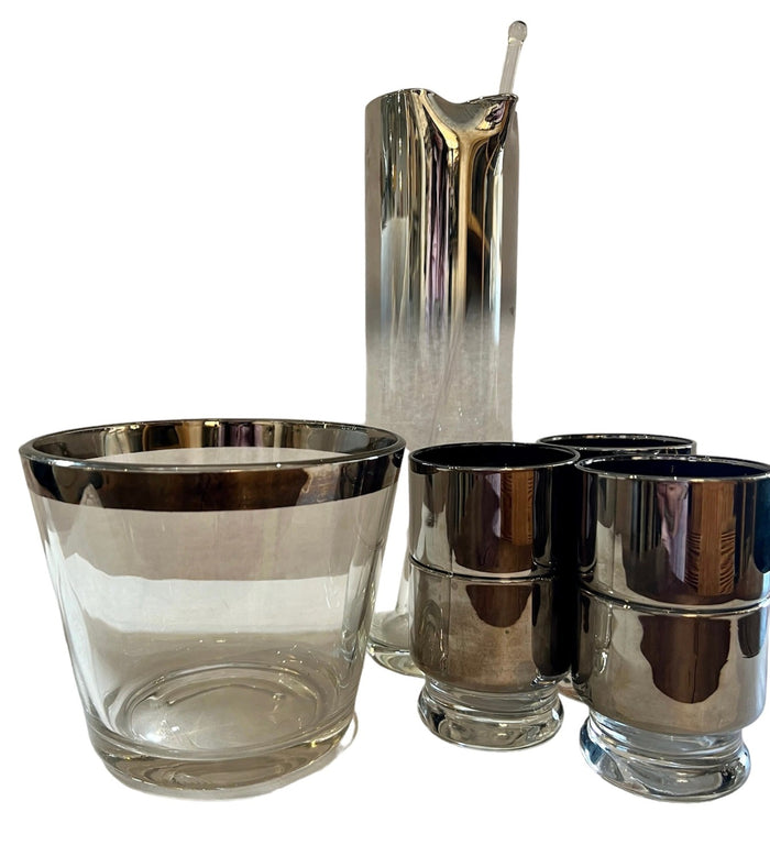 Dorothy Thorpe Silver Rim Martini Set with Ice Bucket