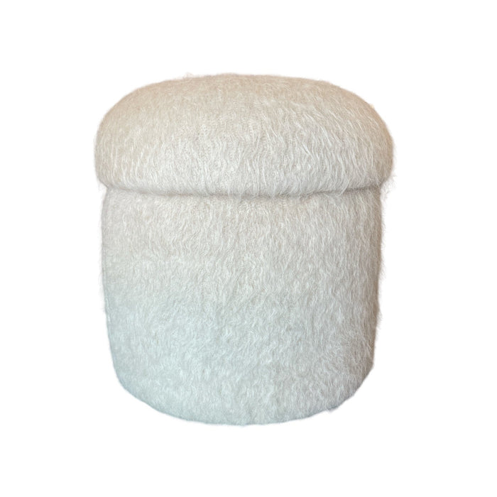 Antique European Cream Mohair Pouf