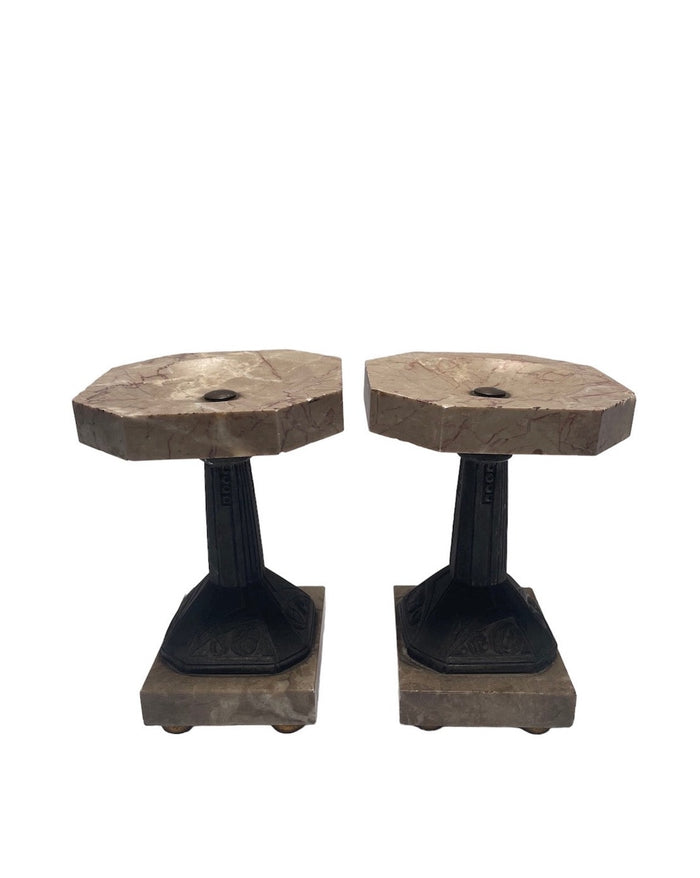 Pair of French Art Deco Marble Pedestals