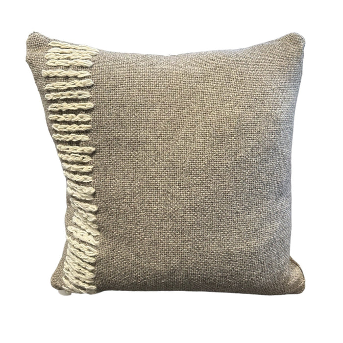 Makun Chain Stitch Pillow - Grey/White