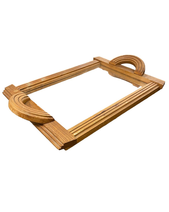 Vintage French Wood and Mirror Tray from Marseille