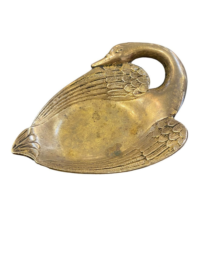 Antique French Brass Swan Dish