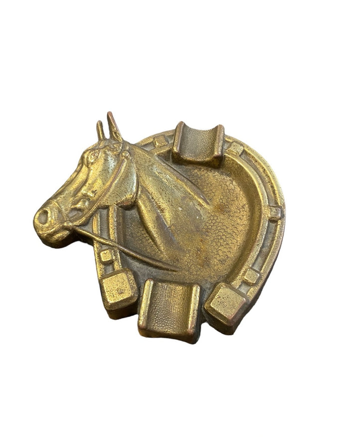 Antique French Brass Horse Ashtray