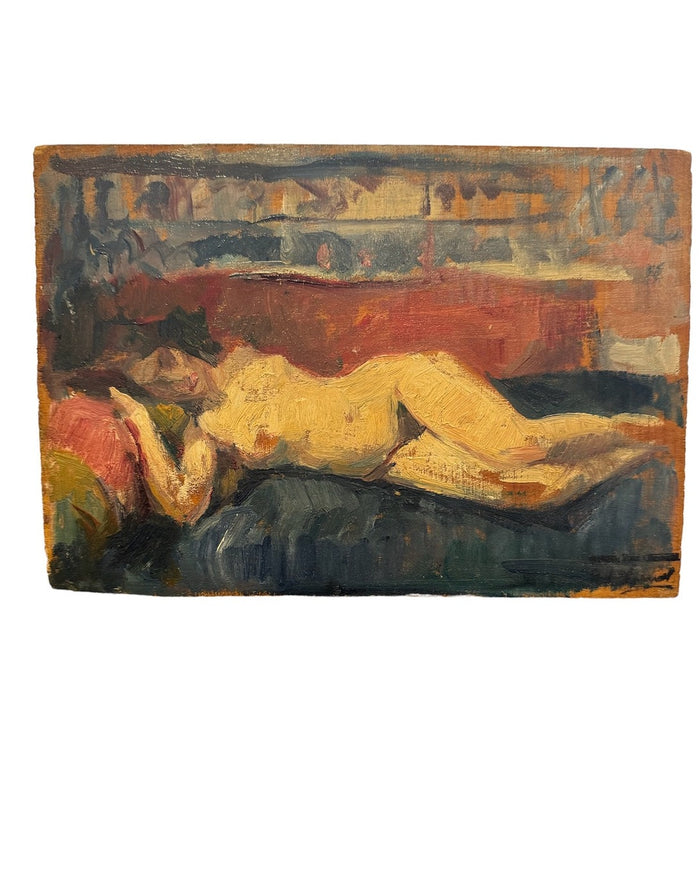 Antique French Nude Oil Painting
