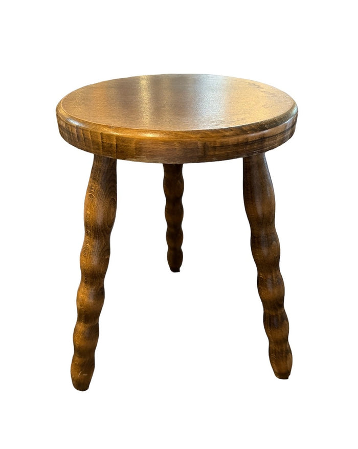 Vintage French Wooden Stool #9