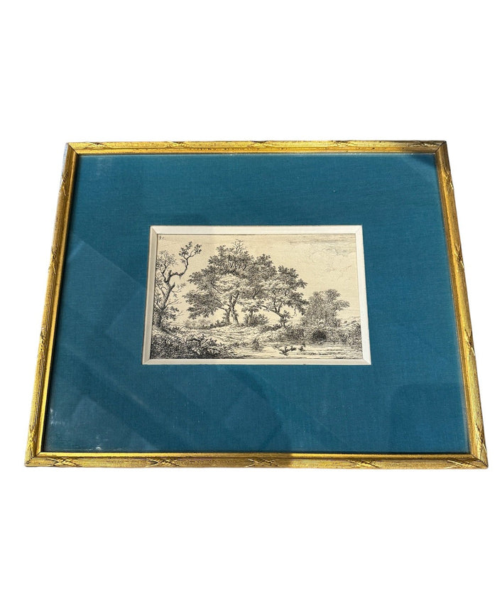 Antique French Drawing in Gild Frame