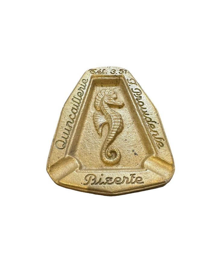 Vintage French Seahorse Brass Ashtray