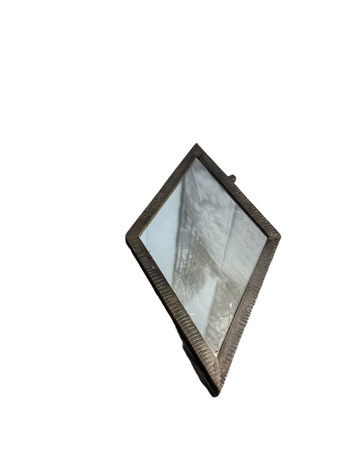 Antique French Diamond Metal Mirror