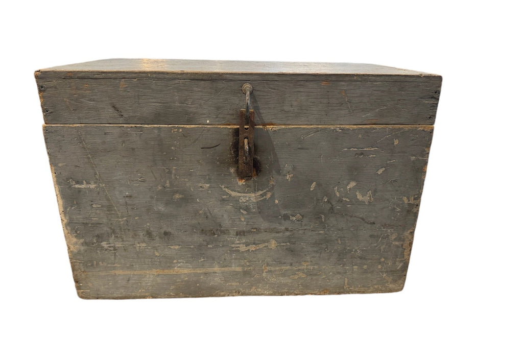 Antique French Gray Primitive Wooden Box