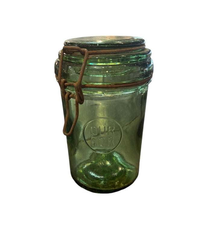 Vintage Green Glass Jar from France