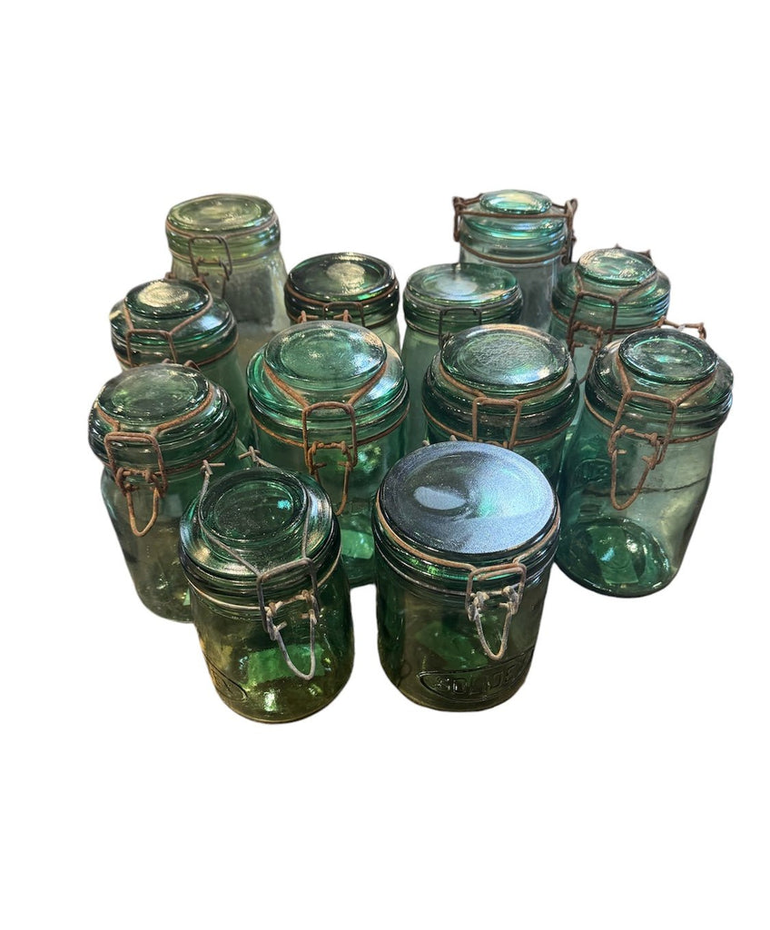 Vintage Green Glass Jar from France