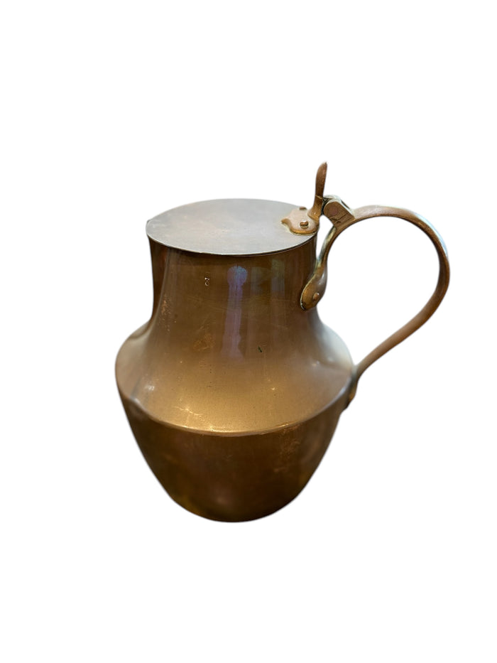 Vintage French Copper Pitcher With Lid