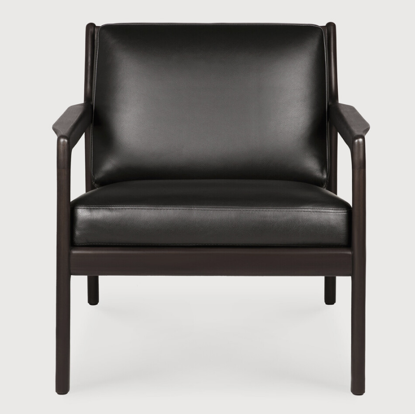 Jack Lounge Chair- Dark Mahogany & Black Leather