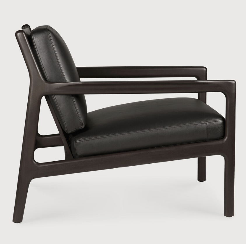 Jack Lounge Chair- Dark Mahogany & Black Leather