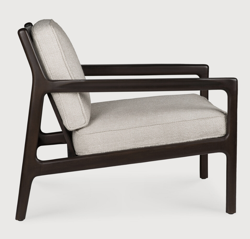 Jack Lounge Chair-Dark Mahogany & Ivory Fabric