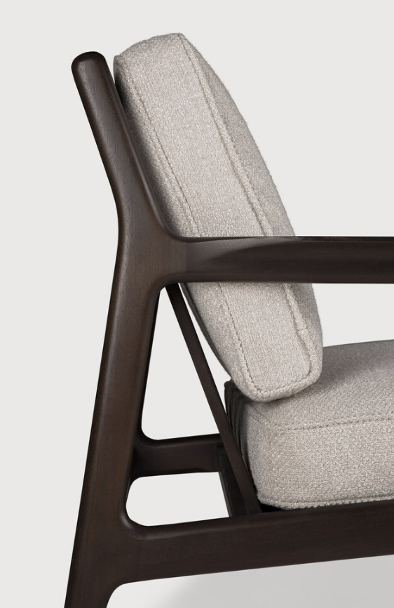Jack Lounge Chair-Dark Mahogany & Ivory Fabric