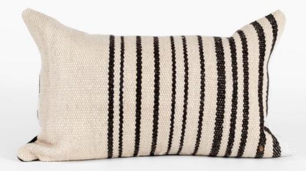 Makun Patchwork Stripes Pillow - White & Black