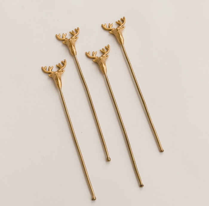 Brass Deer Drink Stirrer