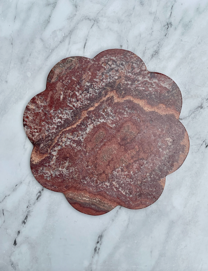 Red Scalloped Onyx Marble Serving Board