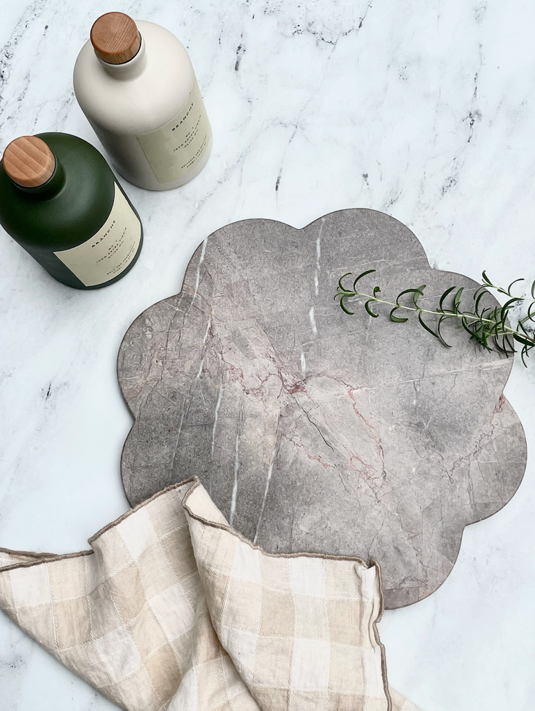 Grey Scalloped Onyx Marble Serving Board