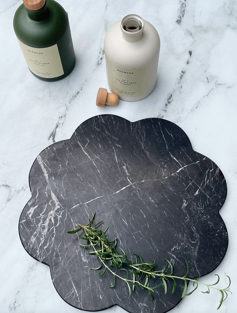 Black Scalloped Onyx Marble Serving Board