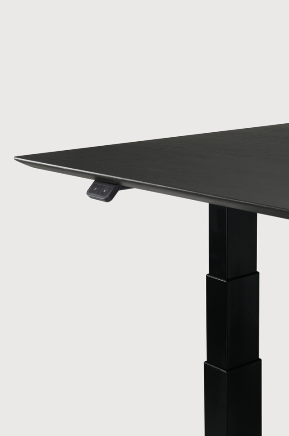 Bok Extendable Desk- Varnished Oak Black Top & Black Base
