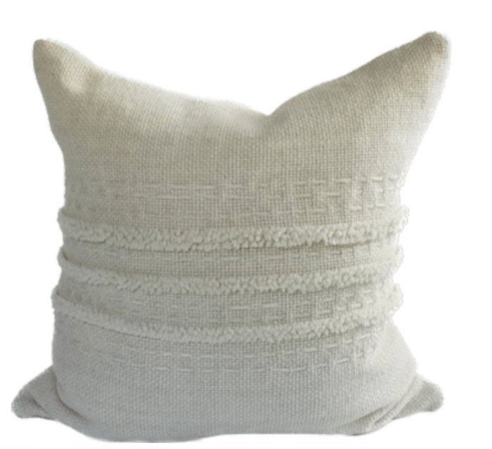 Makun Dot Fringe Pillow - White/White
