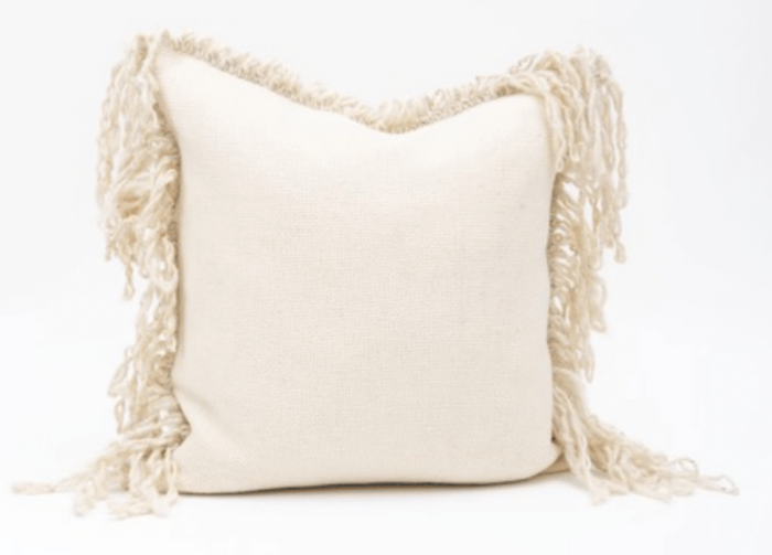 Makun Fringe Pillow - White
