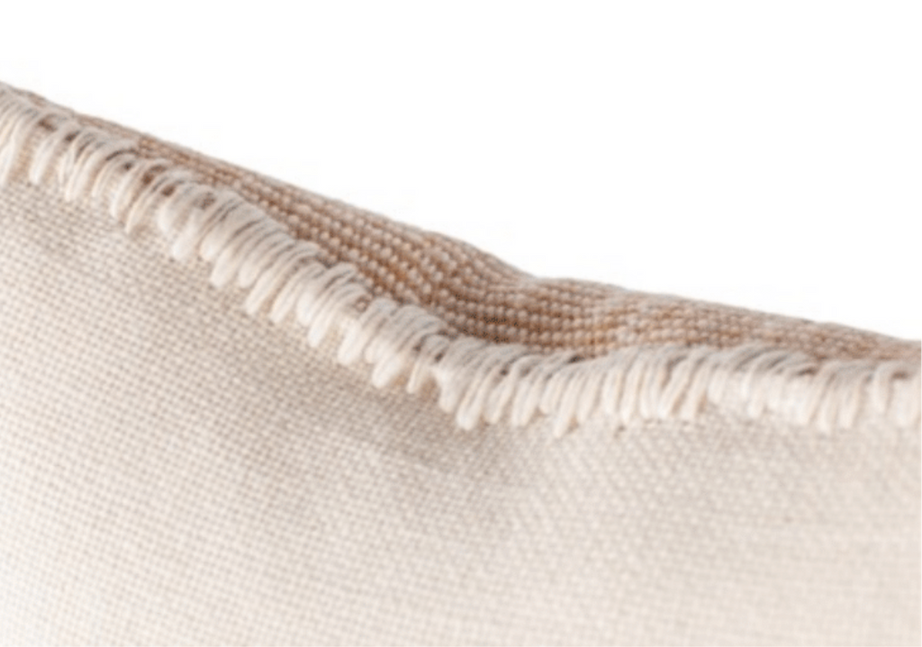 Makun Square Stripe Pillow - Gold Moss/White w/Whip Stitch