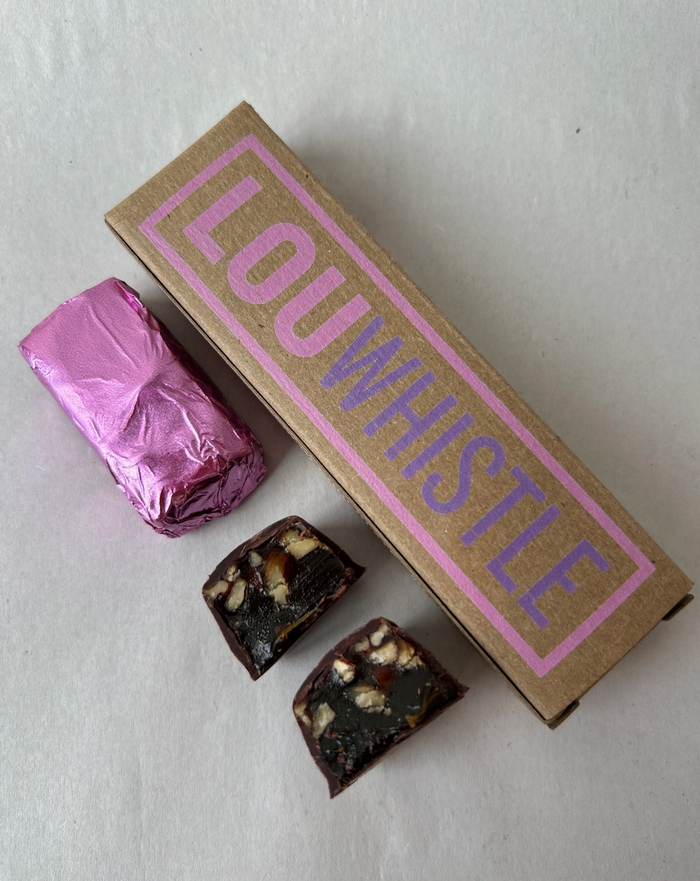 Lou Whistle - Molasses Pecan Chew Covered in Dark Chocolate