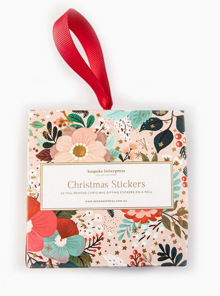 Floral Fields Christmas Stickers On A Roll - 40 Pack