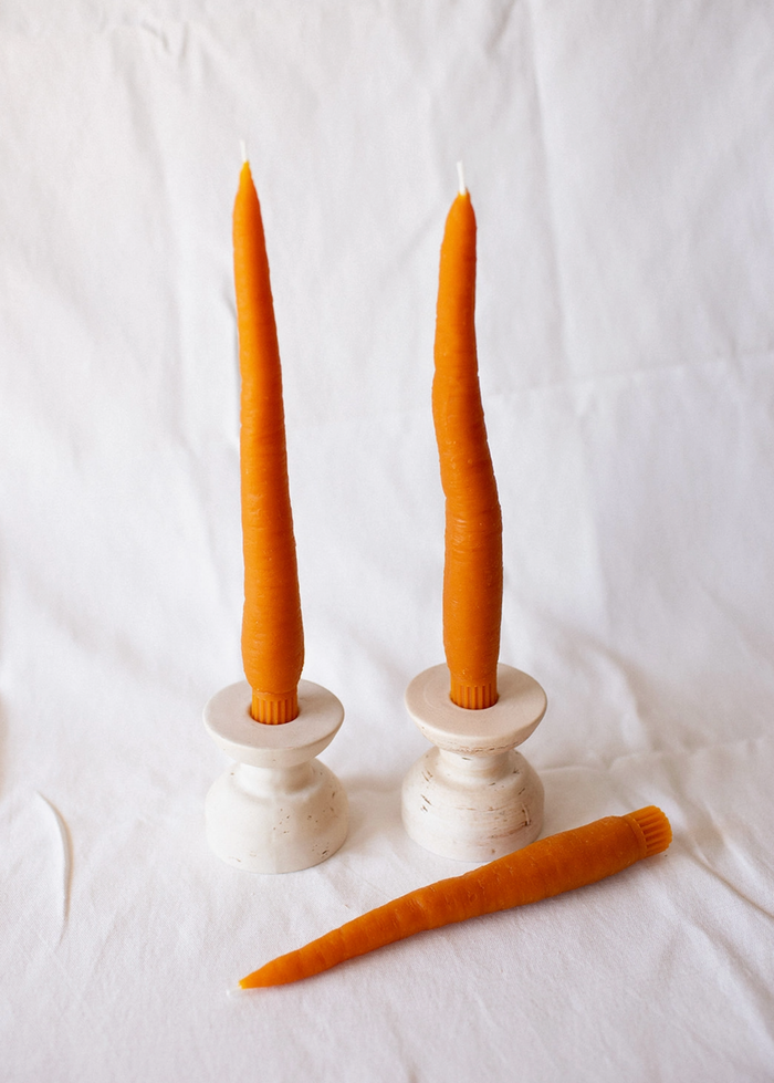 Beeswax Carrot Taper Candle Pair