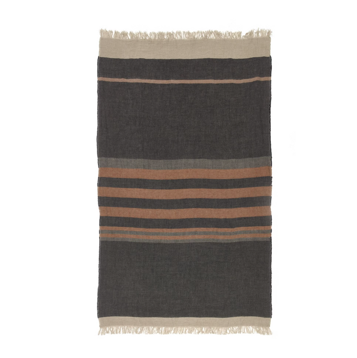 Belgian Throw Fouta - Black Stripe