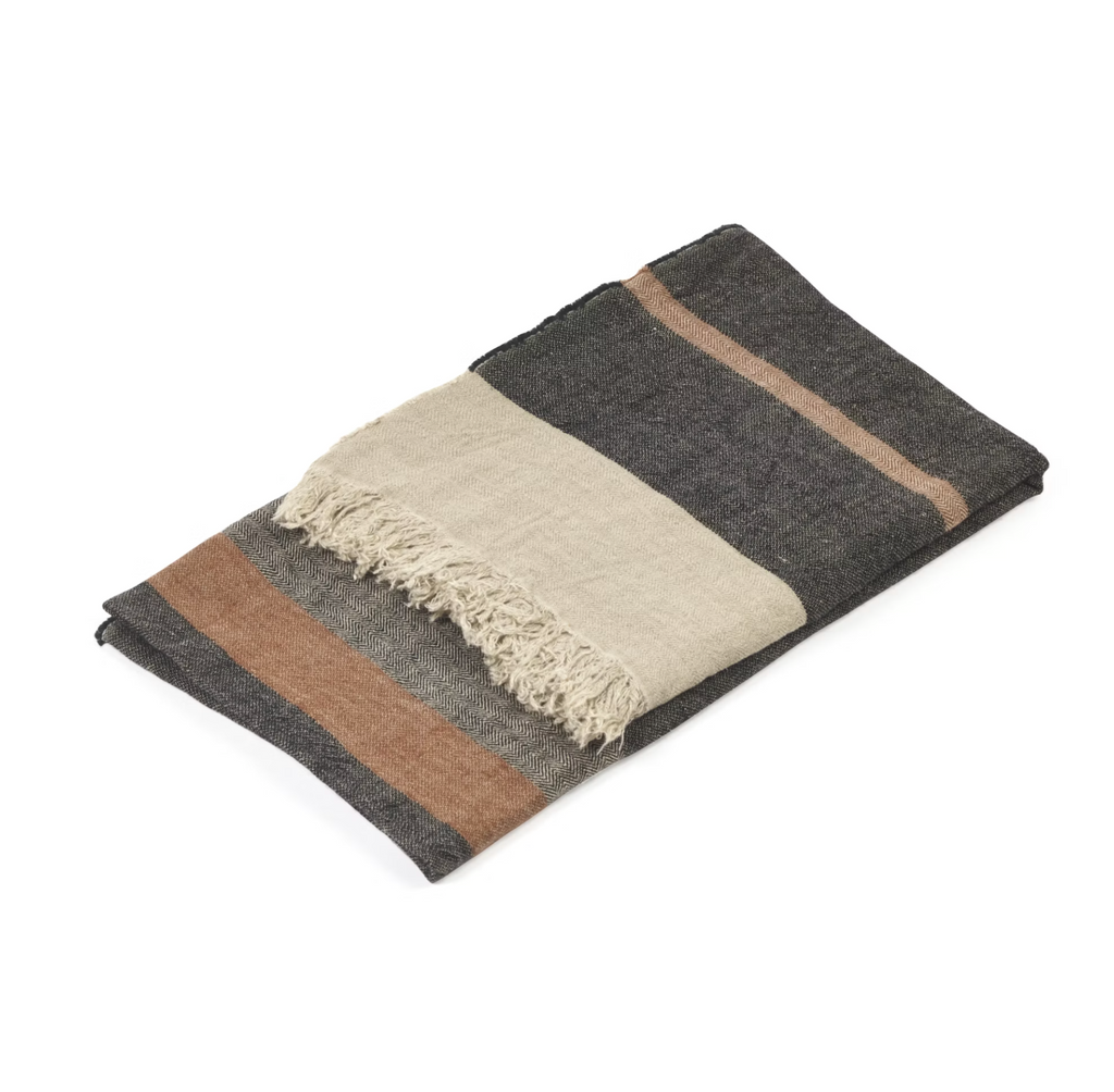 Belgian Throw Fouta - Black Stripe