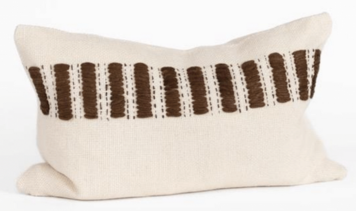 Makun Stripe Stitch Pillow - White/Brown