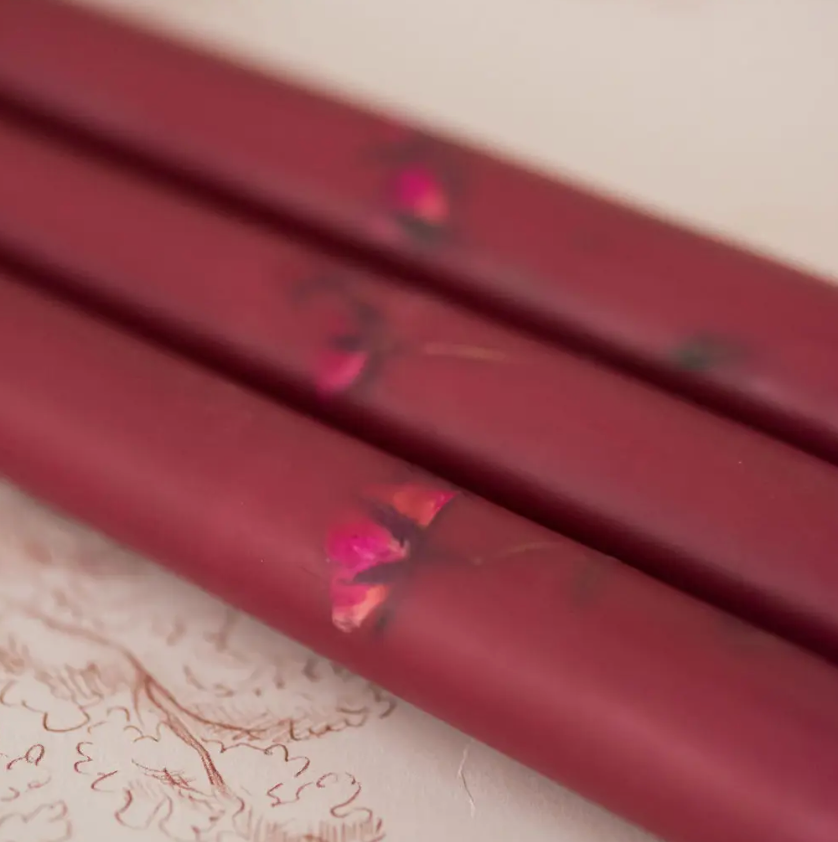 Floral Inlaid Taper - Wine