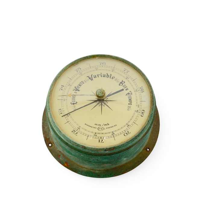 Vintage Spanish Barometer with Patina