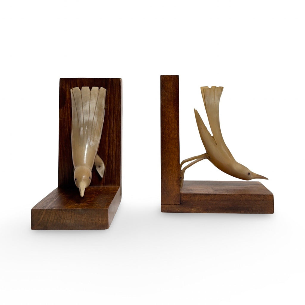 1940’s French Carved Horn Bird Bookends