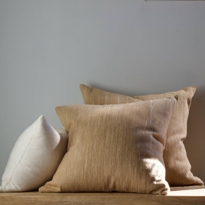 Handloomed Cotton Pillow - Sand