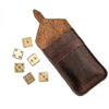 Set of 6 Brass Dice in Leather Pouch