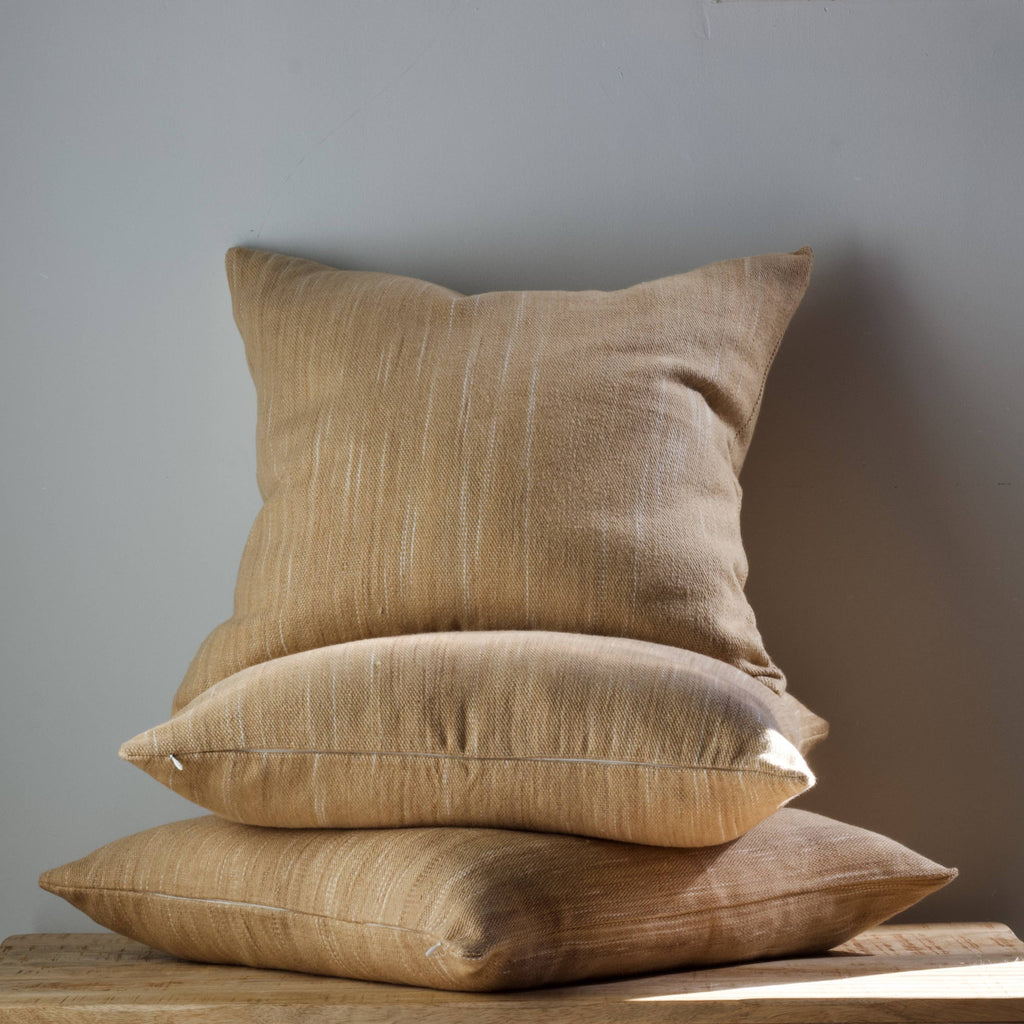 Handloomed Cotton Pillow - Sand