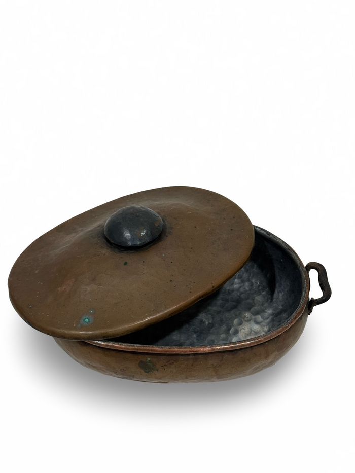 Antique Copper Serving Dish with Lid