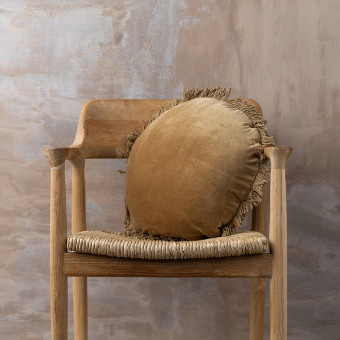 Velvet Round Cushion | Nutmeg