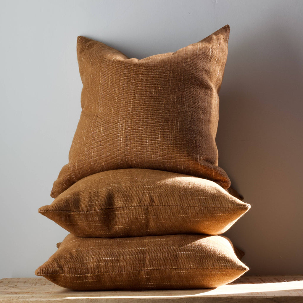 Handloomed Cotton Pillow - Rust